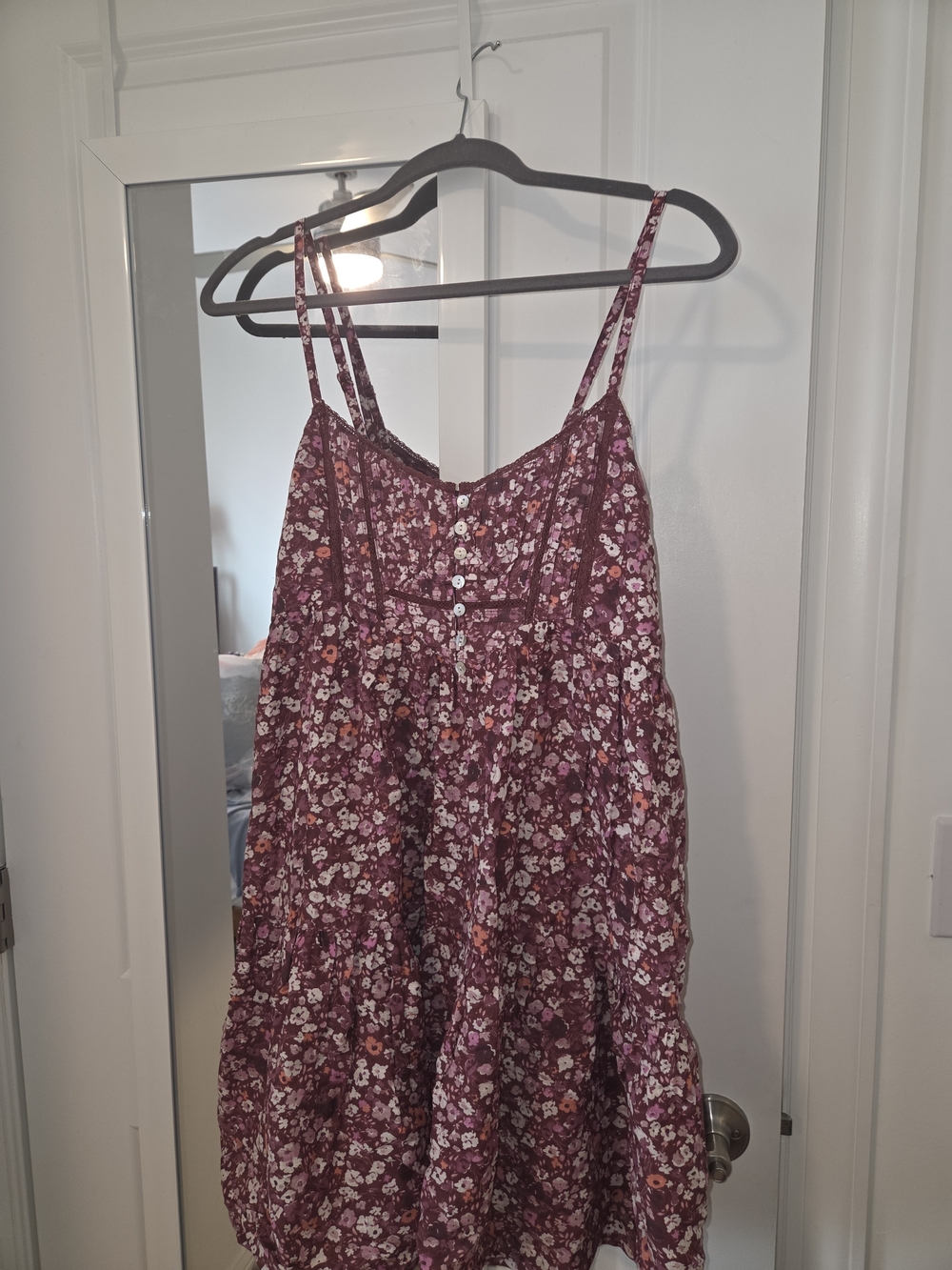 NWOT Lucky Brand Plum and Pink Smocked Dress